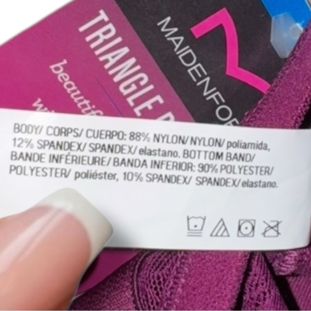 Maidenform Bralette NWT Magenta Triangle Stretch Lace Wirefree Pullover Size XL🍭 - Picture 11 of 16